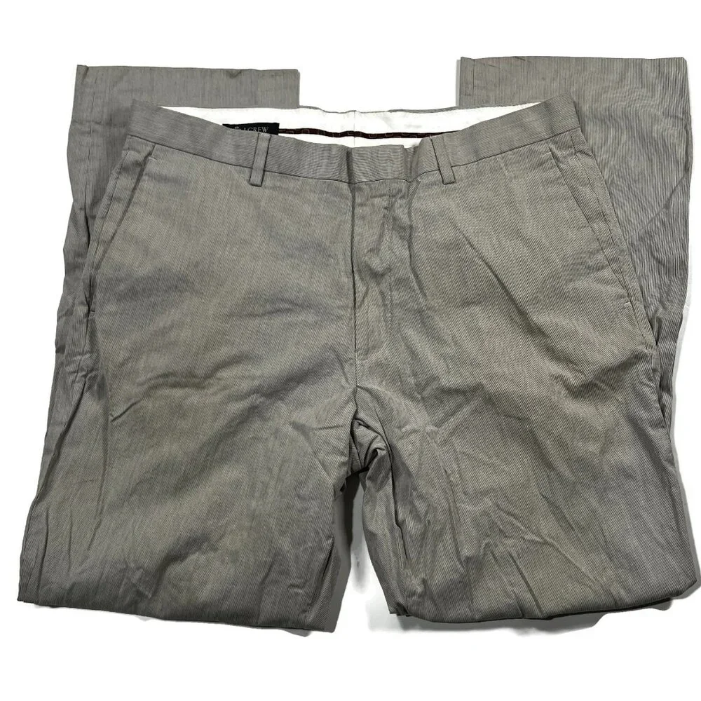 J‎ Crew Striped Chino Pants Mens 33 x 32 Straight Cotton Gray